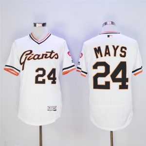 San Franciscoc Giants #24 Willie Mays White Throwback Flexbase Stitched Jersey