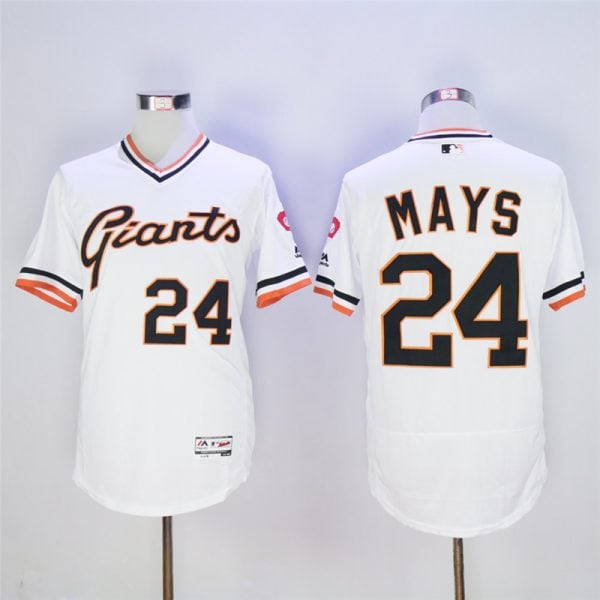San Franciscoc Giants #24 Willie Mays White Throwback Flexbase Stitched Jersey