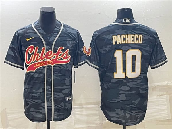 Kansas City Chiefs #10 Isiah Pacheco Gray Camo With Patch Cool Base Stitched Jersey