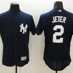 Yankees #2 Derek Jeter Navy Blue Flexbase Authentic Collection Stitched Jersey
