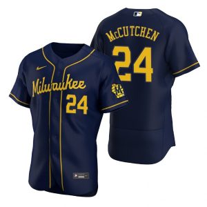 Milwaukee Brewers #24 Andrew McCutchen Navy Flex Base Stitched Jersey