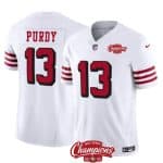 San Francisco 49ers #13 Brock Purdy White 2023 F.U.S.E. NFC West Champions Patch Alternate Stitched Jersey