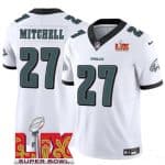 Philadelphia Eagles #27 Quinyon Mitchell White 2025 Super Bowl LIX Patch Vapor Untouchable Limited Stitched Jersey