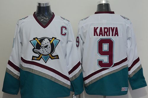 Ducks #9 Paul Kariya White CCM Throwback Stitched Jersey