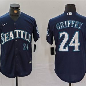 Seattle Mariners #24 Ken Griffey Jr. Navy Cool Base Stitched Jersey