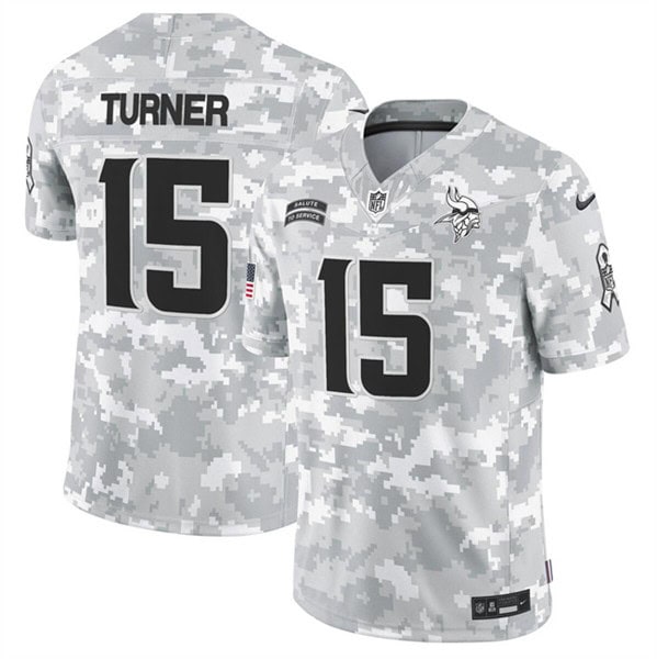 Minnesota Vikings #15 Dallas Turner Arctic Camo 2024 F.U.S.E. Salute To Service Limited Stitched Jersey