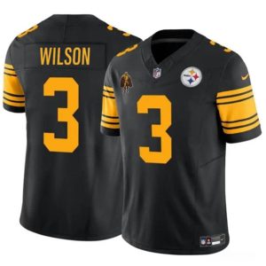 Pittsburgh Steelers #3 Russell Wilson Black F.U.S.E. With Walter Payton Patch Color Rush Limited Stitched Jersey