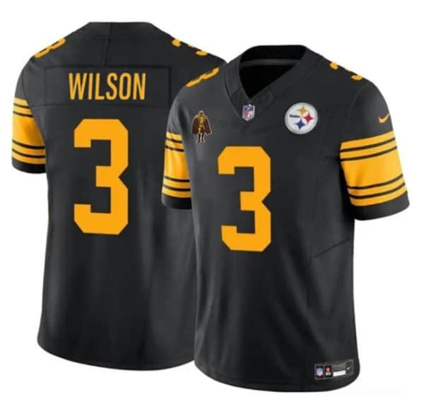 Pittsburgh Steelers #3 Russell Wilson Black F.U.S.E. With Walter Payton Patch Color Rush Limited Stitched Jersey