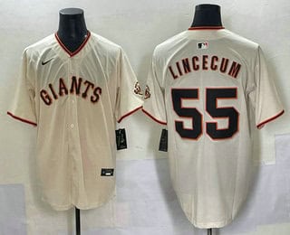San Francisco Giants #55 Tim Lincecum Cream Limited Stitched Jersey
