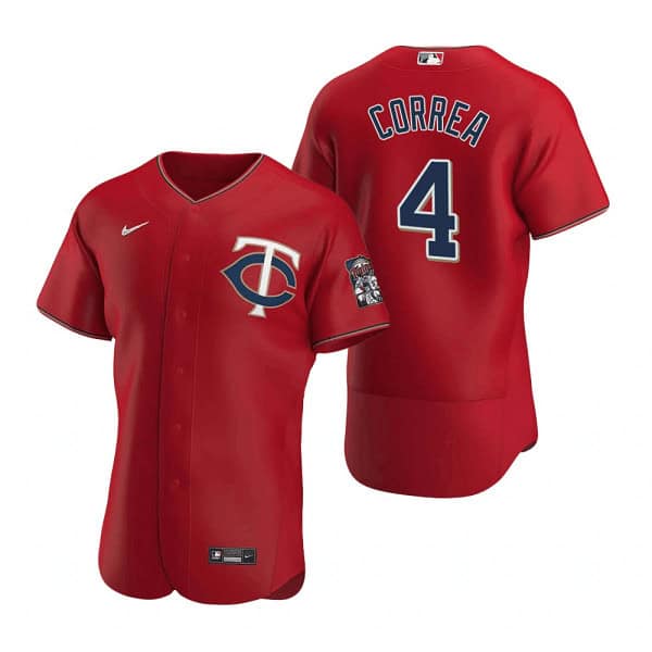 Minnesota Twins #4 Carlos Correa Red Flex Base Stitched Jersey