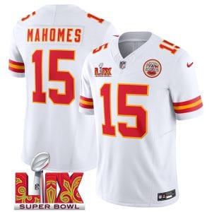 Kansas City Chiefs #15 Patrick Mahomes White 2025 F.U.S.E. Super Bowl LIX Patch Vapor Untouchable Limited Stitched Jersey