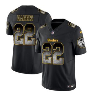Pittsburgh Steelers #22 Najee Harris Black 2023 F.U.S.E. Smoke Vapor Untouchable Limited Stitched Jersey