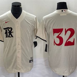 Texas Rangers #32 Evan Carter Cream 2023 City Connect Stitched Jersey