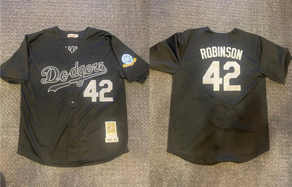 Los Angeles Dodgers #42 Jackie Robinson Black 1947-56 60th Anniversary Patch Stitched Jersey