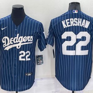 Los Angeles Dodgers #22 Clayton Kershaw Navy Cool Base Stitched Baseball Jersey