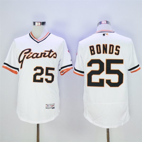 San Francisco Giants #25 Barry Bonds White Throwback Flexbase Stitched Jersey