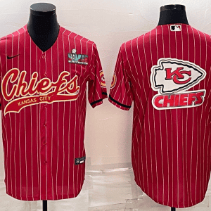 Kansas City Chiefs Red Team Big Logo With Super Bowl LVII Patch Cool Base Stitched Baseball Jersey
