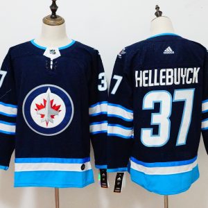 Winnipeg Jets #37 Connor Hellebuyck Navy Stitched Adidas Jersey
