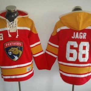Panthers #68 Jaromir Jagr Red Gold Sawyer Hooded Sweatshirt Stitched Jersey