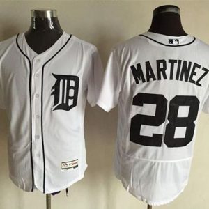 Tigers #28 J. D. Martinez White Flexbase Authentic Collection Stitched Jersey