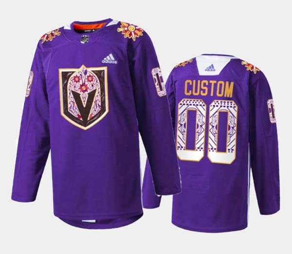 Vegas Golden Knights Custom Purple Hispanic Heritage Warmup Stitched NHL Jersey