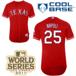 Rangers #25 Mike Napoli Red Cool Base 2011 World Series Patch Stitched Jersey