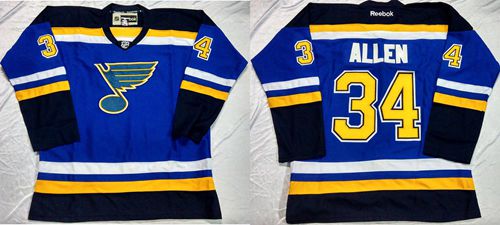 Blues #34 Jake Allen Light Blue Home Stitched Jersey