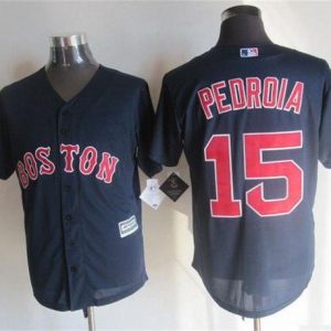 Red Sox #15 Dustin Pedroia Navy Blue New Cool Base Stitched Jersey