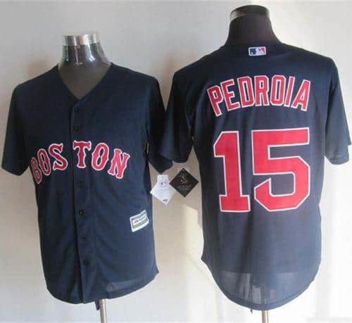 Red Sox #15 Dustin Pedroia Navy Blue New Cool Base Stitched Jersey
