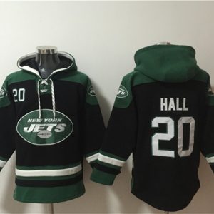 New York Jets #20 Breece Hall Black Ageless Must-Have Lace-Up Pullover Hoodie