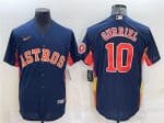 Houston Astros #10 Yuli Gurriel Navy With Patch Cool Base Stitched Jersey