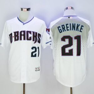 Diamondbacks #21 Zack Greinke White Capri New Cool Base Stitched Jersey
