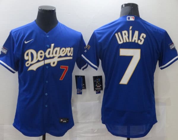 Los Angeles Dodgers #7 Julio Urias Royal Blue Championship Flex Base Sttiched Jersey