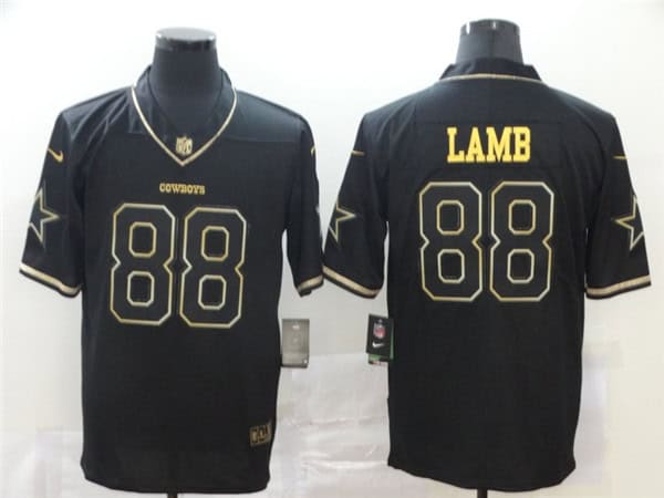 Dallas Cowboys #88 CeeDee Lamb Black Golden Stitched Jersey