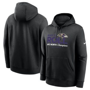 Baltimore Ravens Black 2024 AFC North Champions Locker Room Trophy Collection Pullover Hoodie