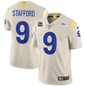 Los Angeles Rams 2022 #9 Matthew Stafford Bone White With 4-Star C Patch Stitched Jersey