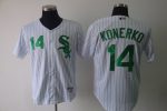 White Sox #14 Paul Konerko White Green Strip Stitched Jersey