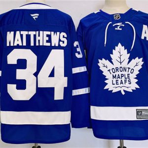 Toronto Maple Leafs #34 Auston Matthews Blue 2024-25 Stitched Jersey