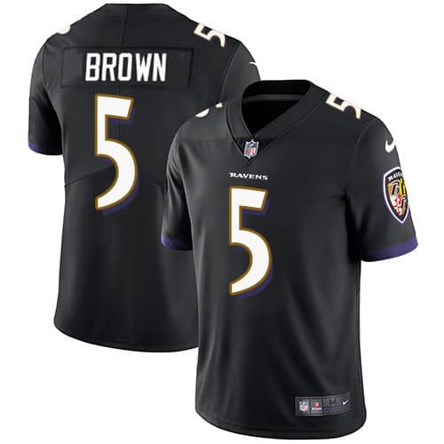 Baltimore Ravens #5 Marquise Brown Black Stitched Football Jersey