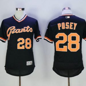 Giants #28 Buster Posey Black Flexbase Authentic Collection Cooperstown Stitched Jerseys