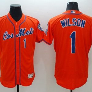 Mets #1 Mookie Wilson Orange Flexbase Authentic Collection Los Mets Stitched Jersey