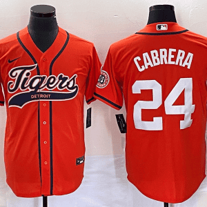 Detroit Tigers #24 Miguel Cabrera Orange Cool Base Stitched Jersey