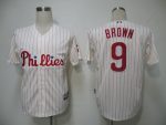 Phillies #9 Domoic Brown White Red Strip Stitched Jersey