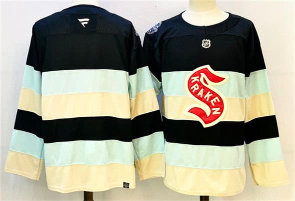 Seattle Kraken Blank Deep Sea Blue Winter Classic With A Patch Stitched Jersey