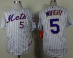Mets #5 David Wright White(Blue Strip) Home Cool Base Stitched Jersey