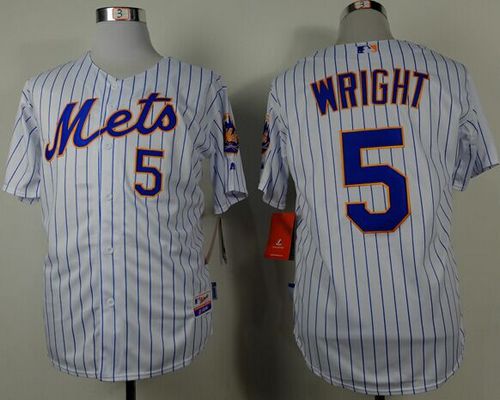 Mets #5 David Wright White(Blue Strip) Home Cool Base Stitched Jersey
