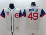 Cubs #49 Jake Arrieta Cream Blue Flexbase Authentic Collection 1942 Turn Back The Clock Stitched Jersey