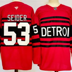 Detroit Red Wings 53 Moritz Seider Red 2024-25 Reverse Retro Stitched Jersey