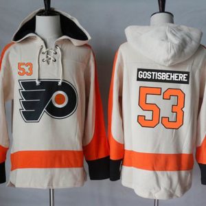 Flyers #53 Shayne Gostisbehere Cream Sawyer Hooded Sweatshirt Stitched Jersey