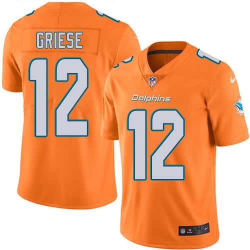 Dolphins #12 Bob Griese Orange Stitched Limited Rush Nike Jersey